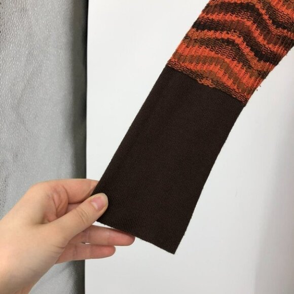 Prana Meryl hooded a chevron orange and brown long sleeve sweater dress small - Picture 11 of 14